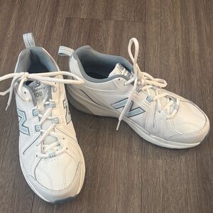 New Balance White and Light Blue Athletic Shoes